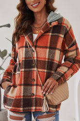 Plaid Button Up Hooded Shacket OutfitFlow